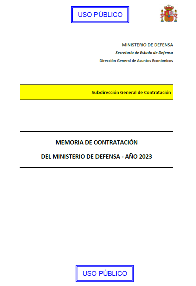 Memoria de contratación del Ministerio de Defensa 2023